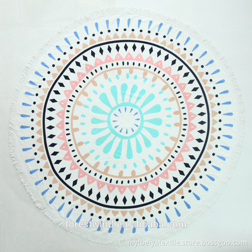 High Quality Cotton Tassel Mandala Beach Round Towel